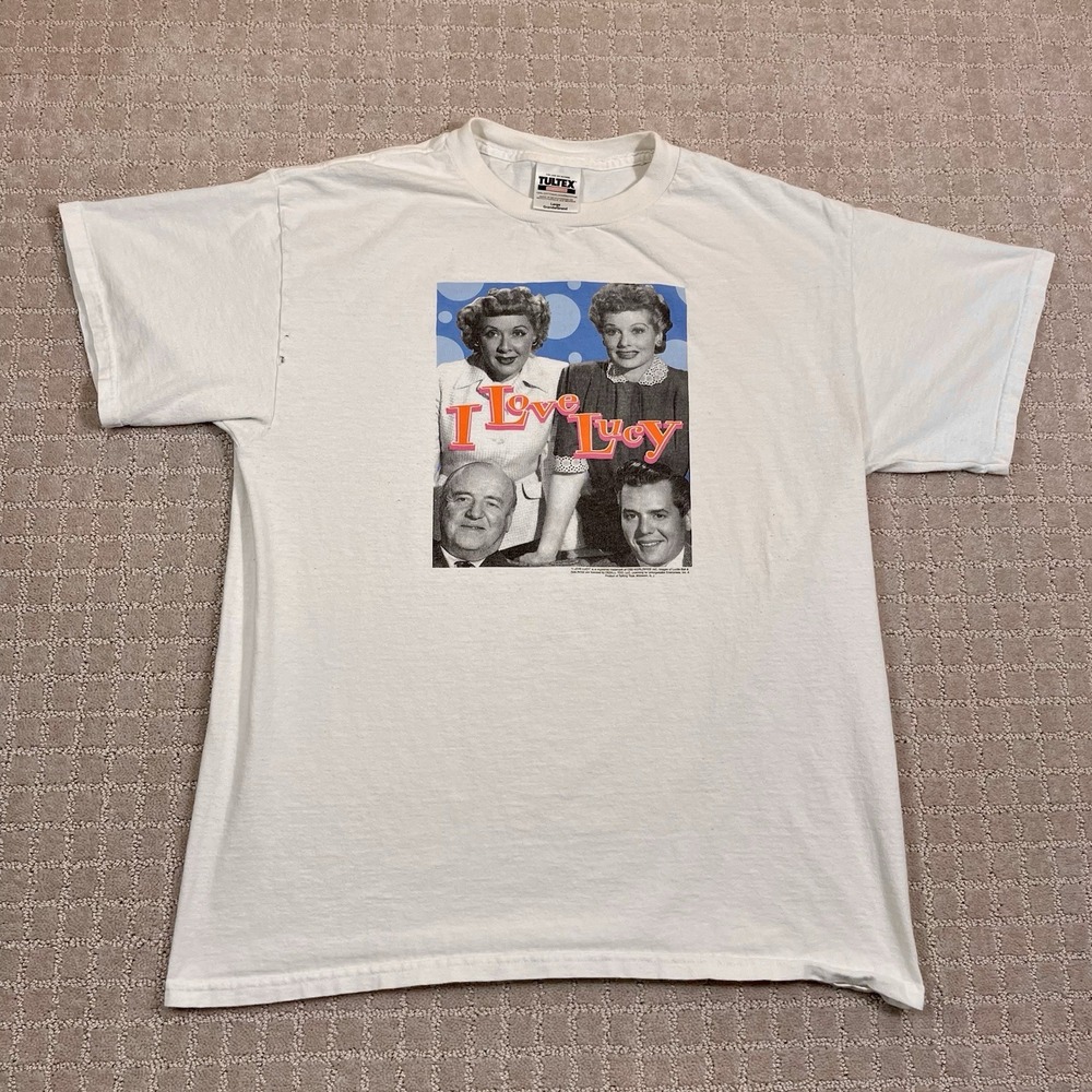 Vintage 90s I Love Lucy Shirt Large White Nostalgia TV Show CBS Worldwide Promo - Picture 2 of 7